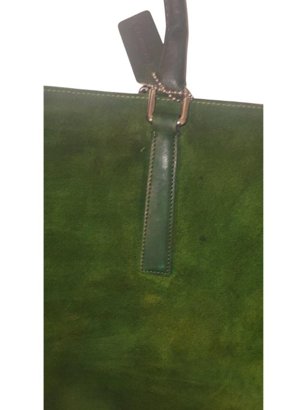 Coach Olive Green Suede Leather Trim Large Zip Tote Shoulder Bag - Picture 4 of 17